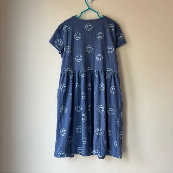 🌼 5/$25 Wonder Nation Girls Blue Smiley Face Dress Size L 10-12 Short Sleeve - Picture 8 of 8